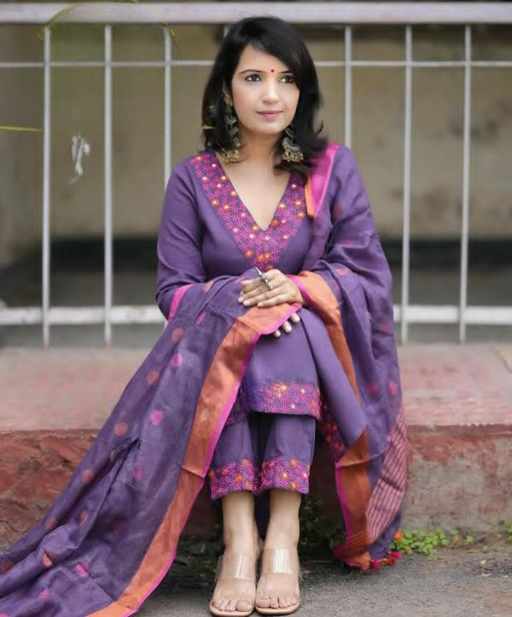 Purple Majesty Kurta Pant With Dupatta Set
