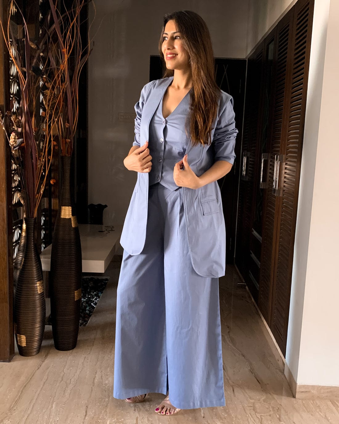 Stylish Bell-Bottoms with Vest Coat and Blazer