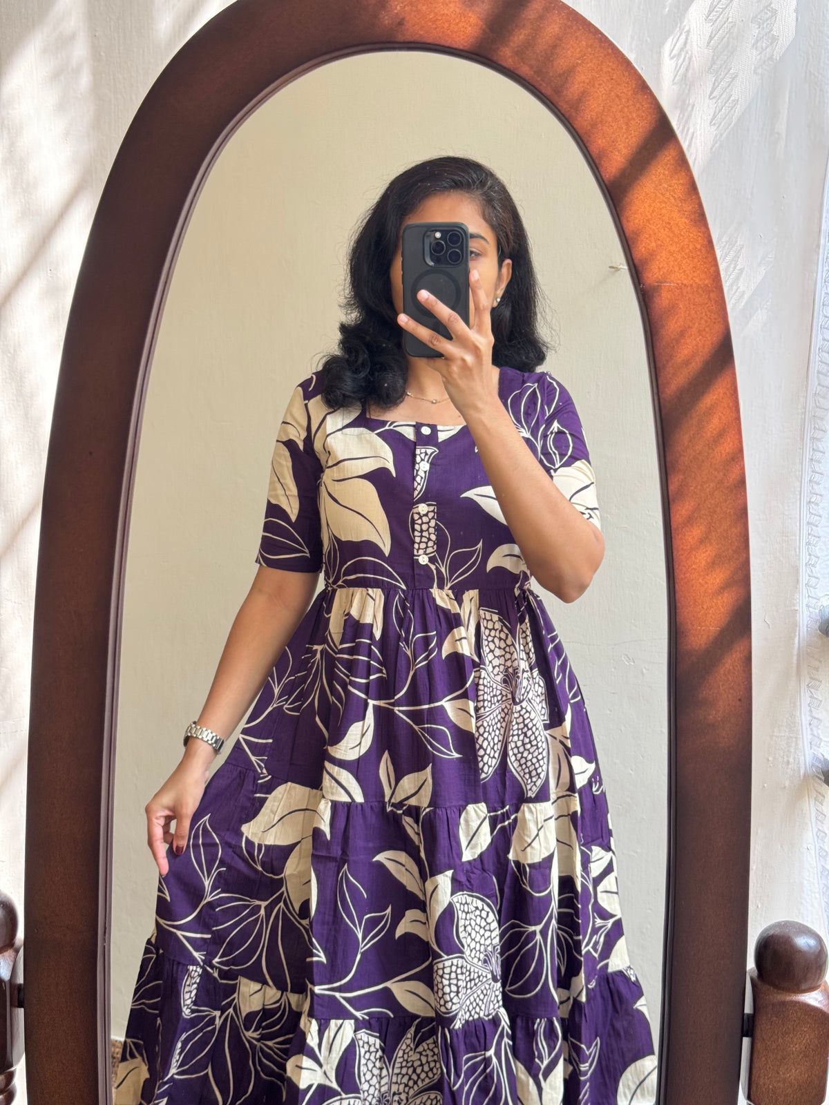 Purple Lotus Bloom Midi Dress