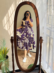 Purple Lotus Bloom Midi Dress