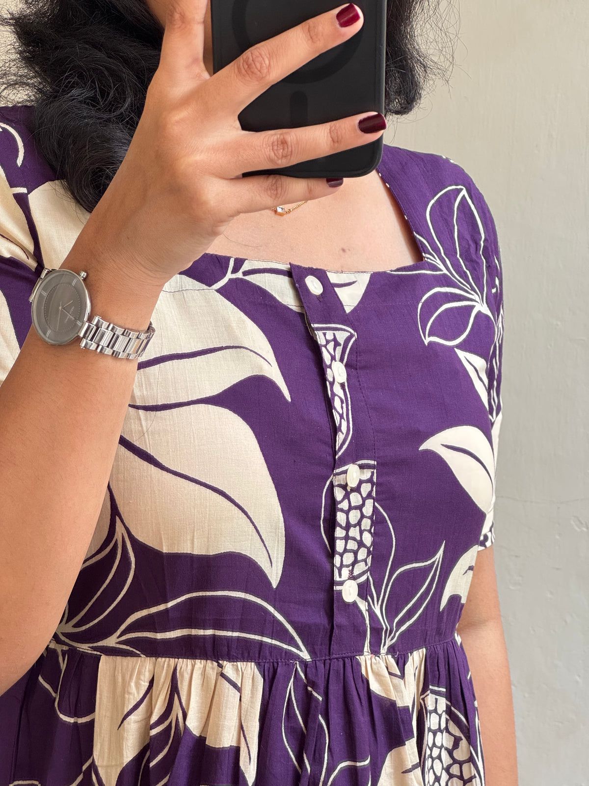 Purple Lotus Bloom Midi Dress