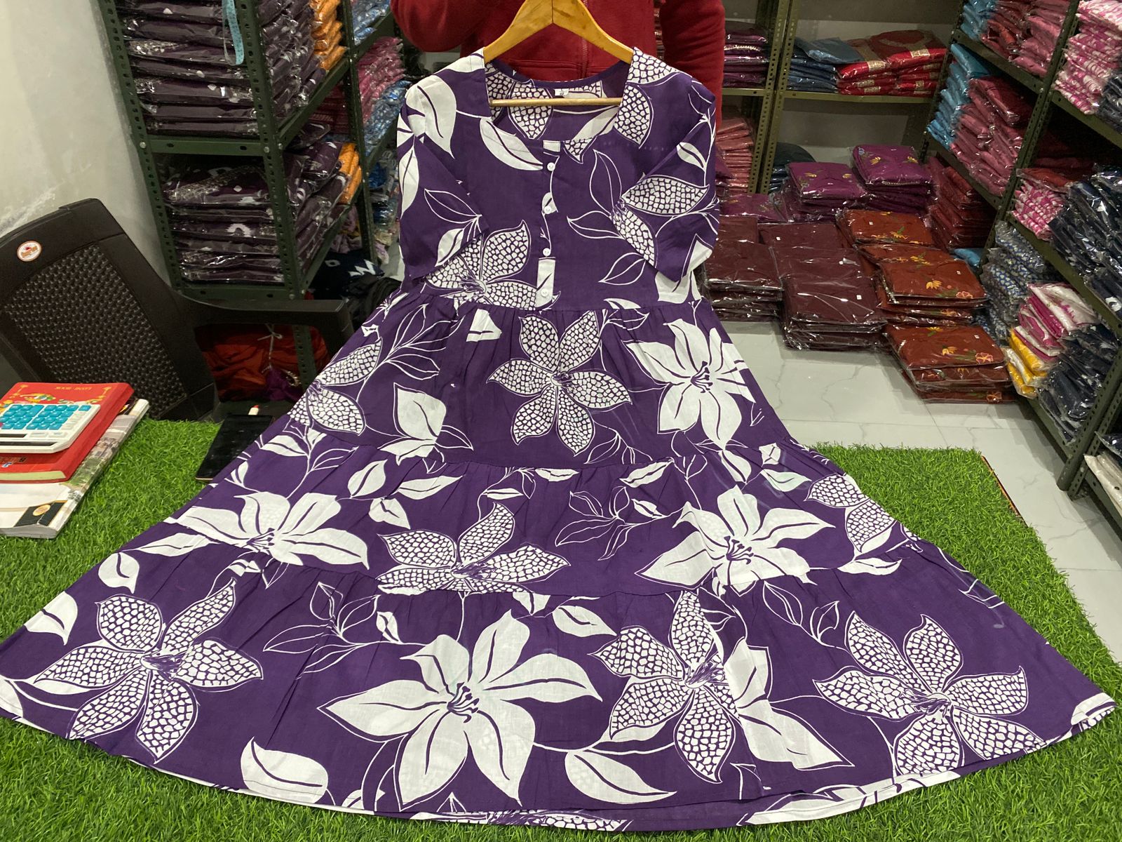 Purple Lotus Bloom Midi Dress