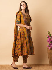 Floral Printed sequins Embellished Kurta Pant Set With Dupatta