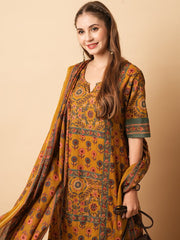 Floral Printed sequins Embellished Kurta Pant Set With Dupatta