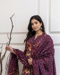Wine Blossom Elegance Anarkali Set