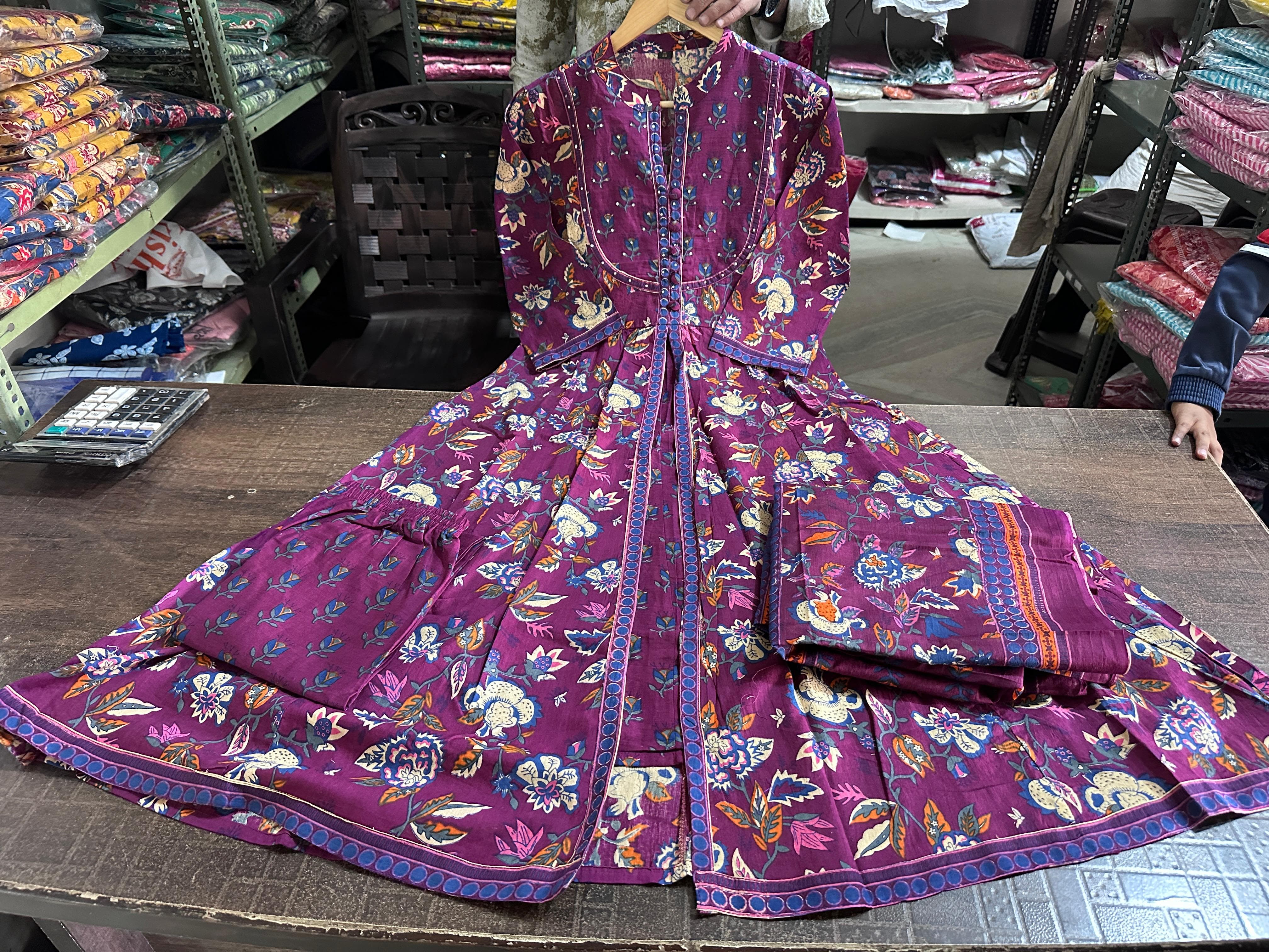 Wine Blossom Elegance Anarkali Set