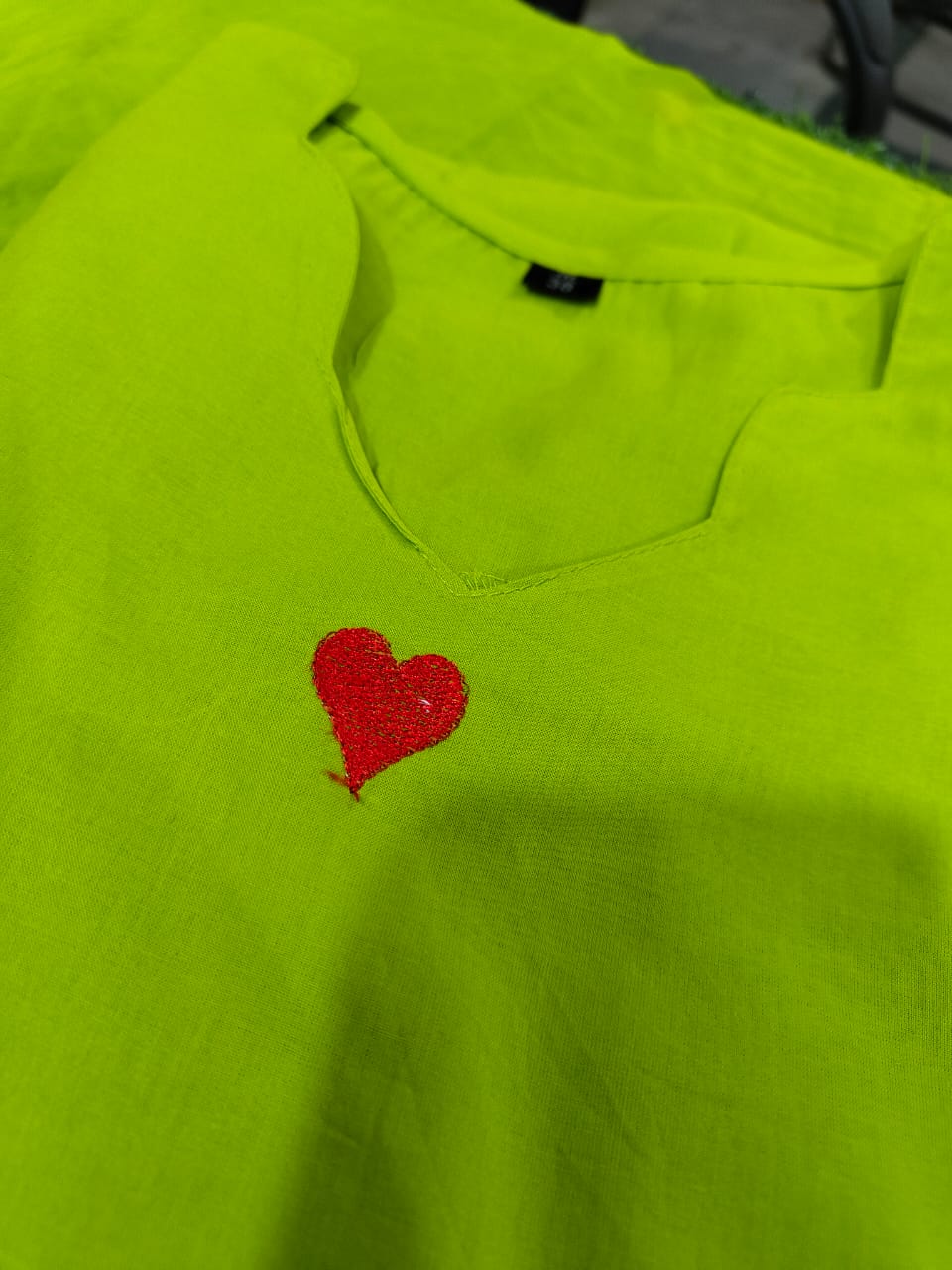 Red Hearts Green Kurta Pant with Malmal dupatta Set