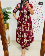 Maroon Printed Cotton Co-Ord Set