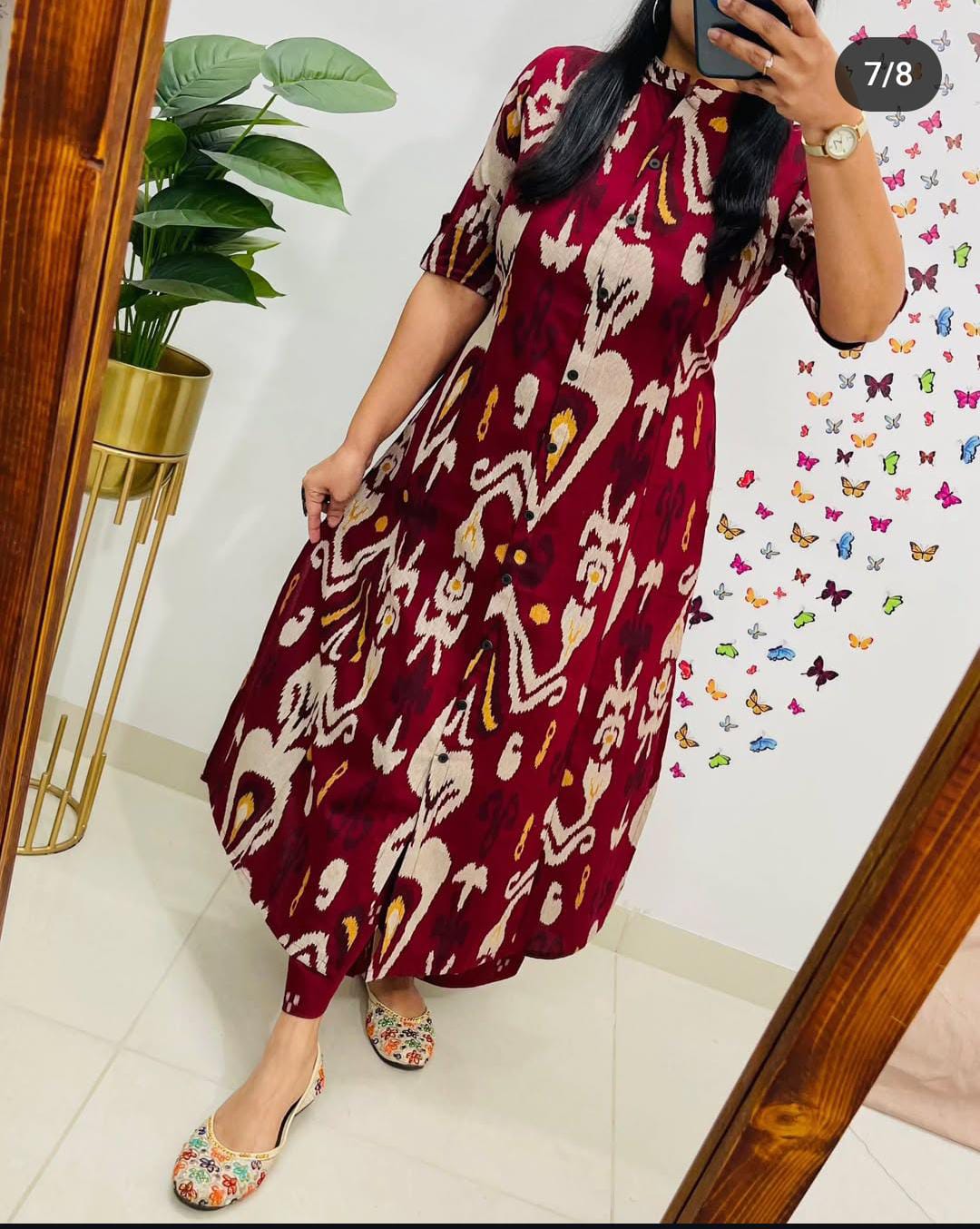 Maroon Printed Cotton Co-Ord Set