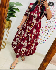 Maroon Printed Cotton Co-Ord Set