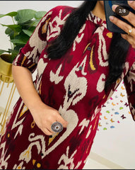 Maroon Printed Cotton Co-Ord Set
