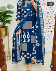 Indigo Ikat Elegance Dupatta Set