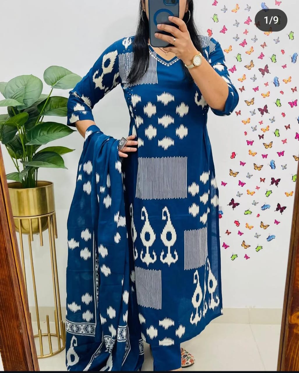 Indigo Ikat Elegance Dupatta Set