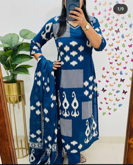 Indigo Ikat Elegance Dupatta Set