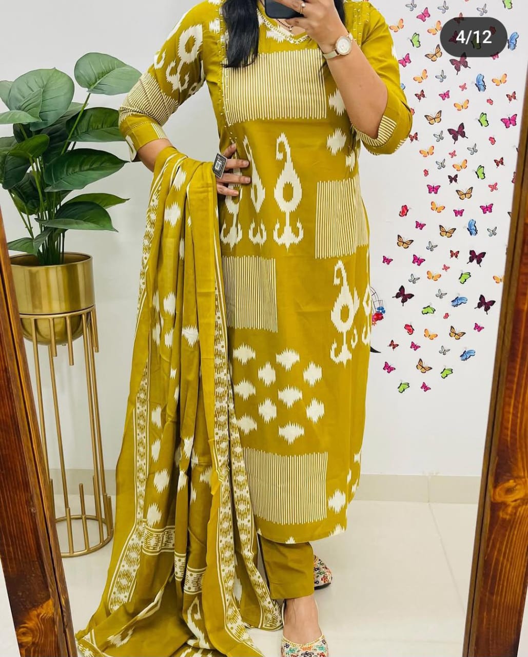 Mustard Ikat Elegance Dupatta Set