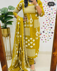 Mustard Ikat Elegance Dupatta Set