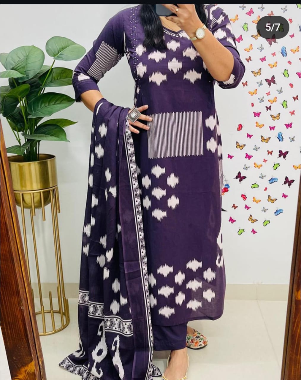 Purple Ikat Elegance Dupatta Set