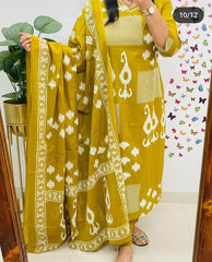Mustard Ikat Elegance Dupatta Set