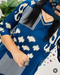 Indigo Ikat Elegance Dupatta Set