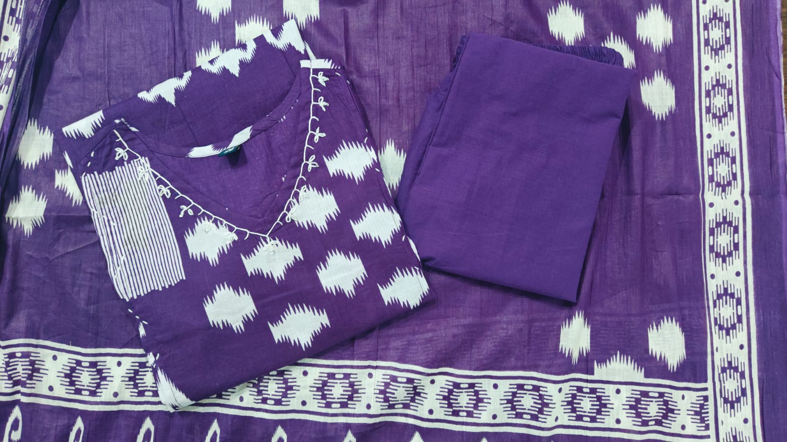 Purple Ikat Elegance Dupatta Set