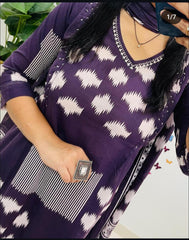 Purple Ikat Elegance Dupatta Set
