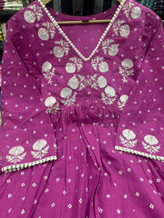 Purple dupatta set, cotton dupatta set, suitkari