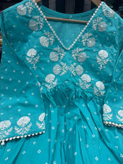 blue dupatta set, cotton dupatta set, suitkari