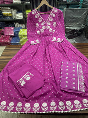 Purple dupatta set, cotton dupatta set, suitkari