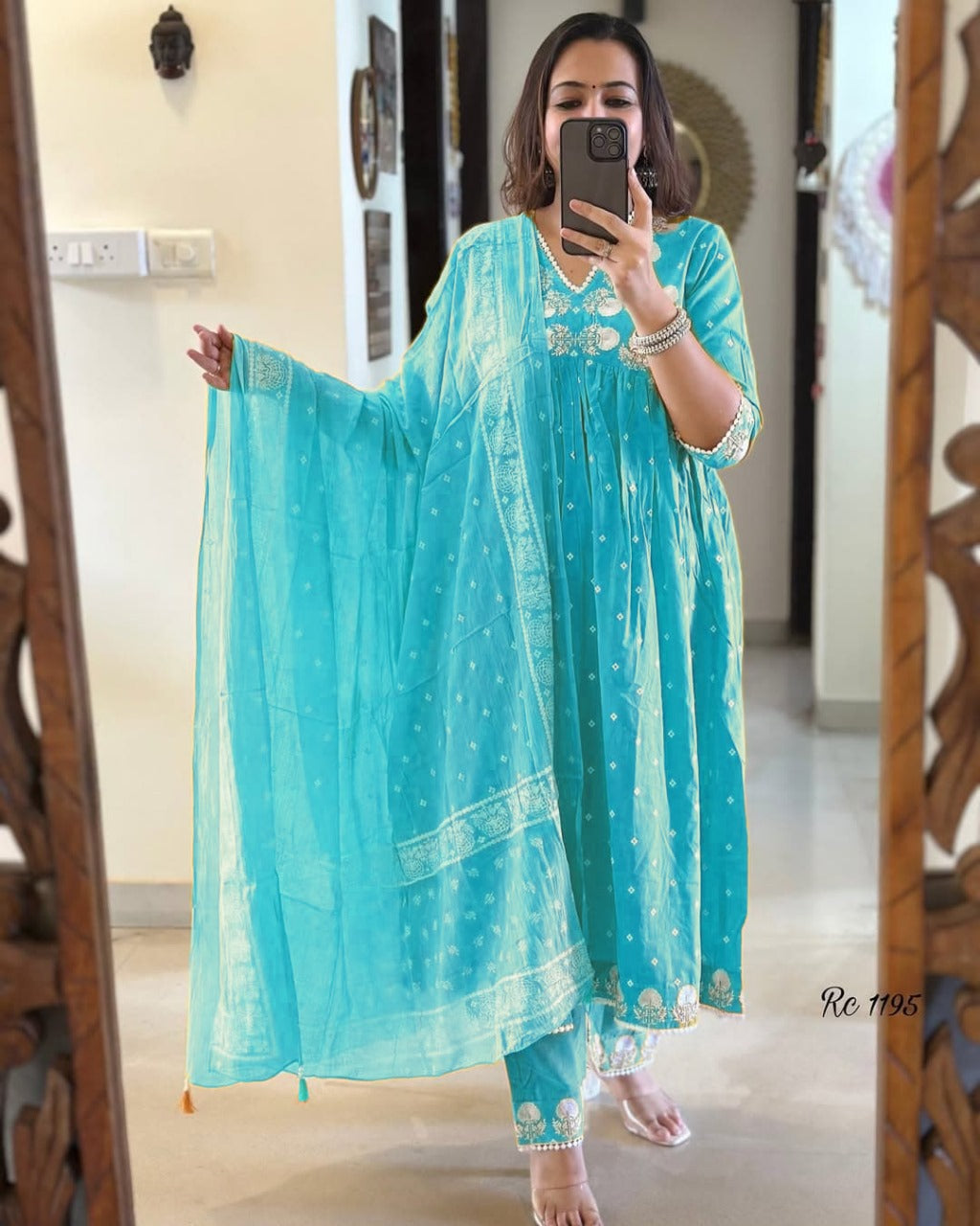 blue dupatta set, cotton dupatta set, suitkari