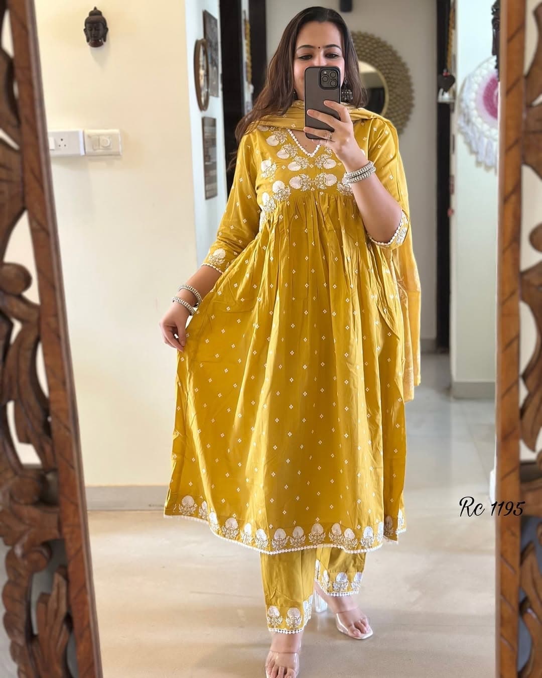 Elegant Yellow Anarkali Kurta Set With Dupatta