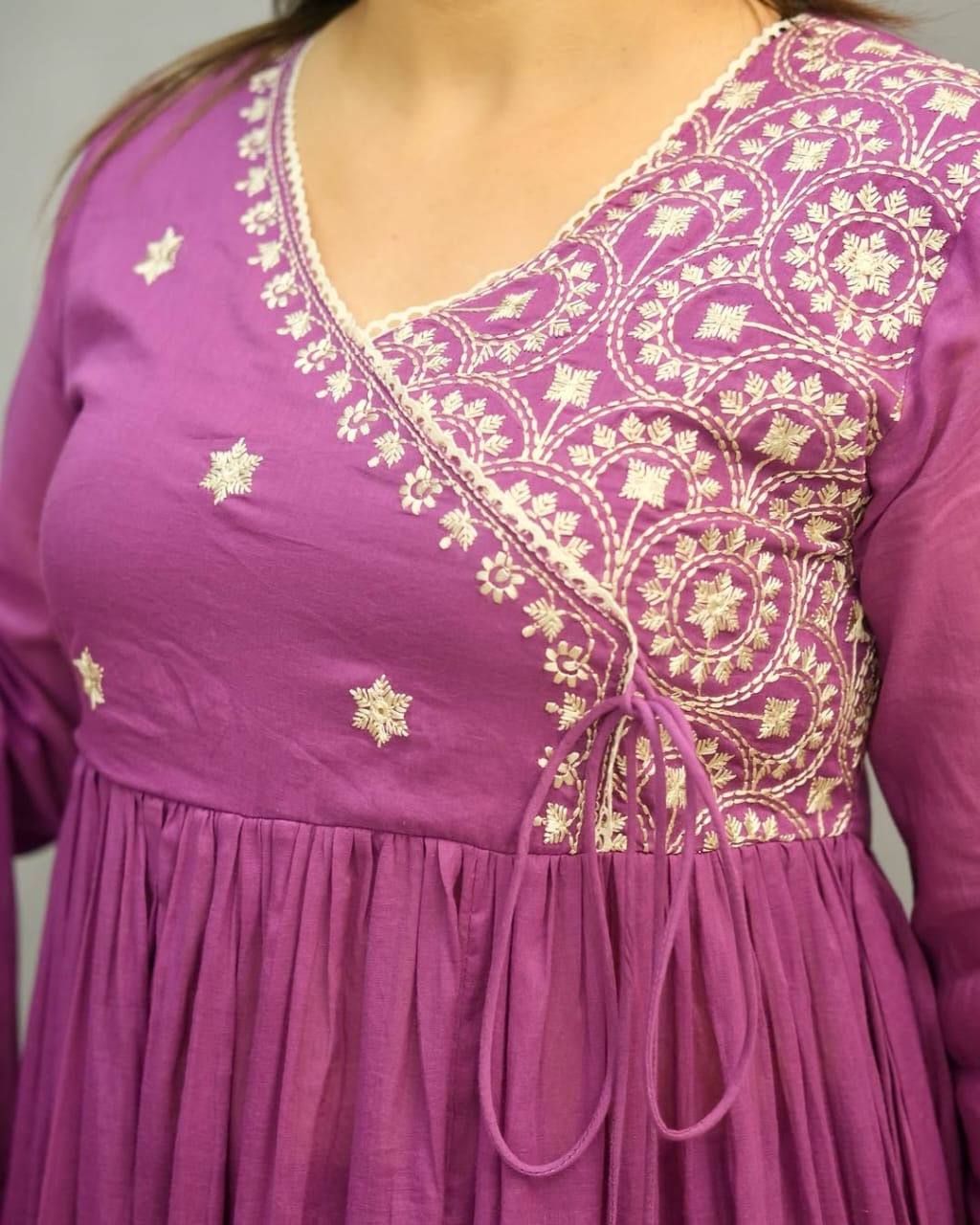 Purple dupatta set, cotton dupatta set, suitkari