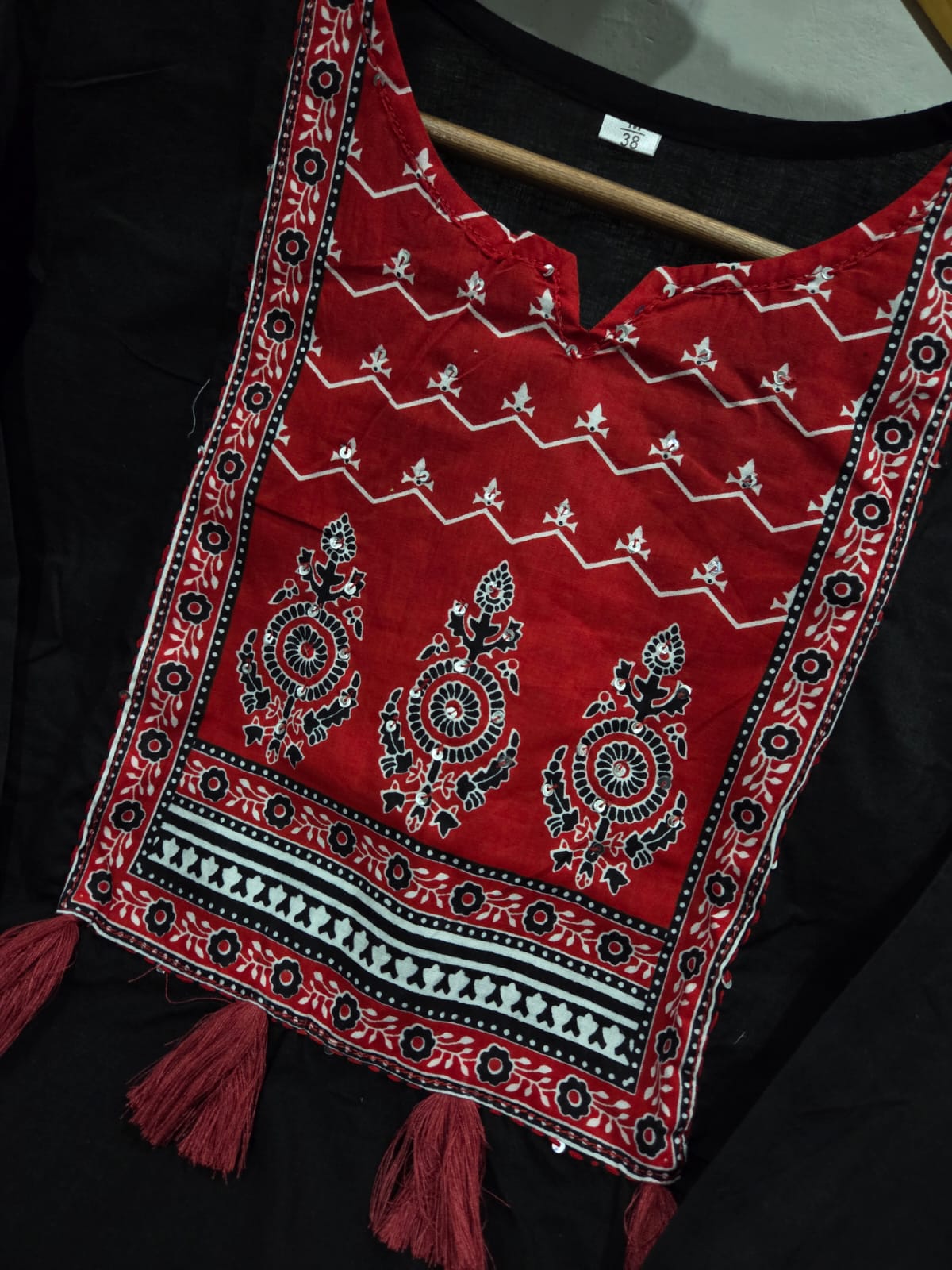 black dupatta set, cotton dupatta set, suitkari
