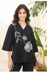 Beautiful Black Cotton Kurta Pant Set